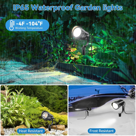 HIBOITEC 12W Spot Lights Outdoor 110V to 120V Landscape Lighting Waterproof Spotlight with 4.9ft 3-Plug LED Plug in Landscape Lights for Yard Gardern Decorations 5000K Color: White