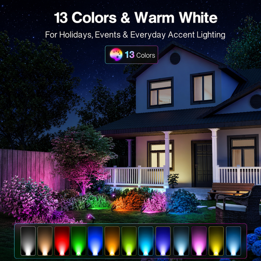 HIBOITEC Éclairage paysager basse tension RGBW 12W avec transformateur 300W Connecteurs à distance Projecteurs Kit d'éclairage paysager 12-24V AC/DC Étanche pour maison, jardin, extérieur, Noël