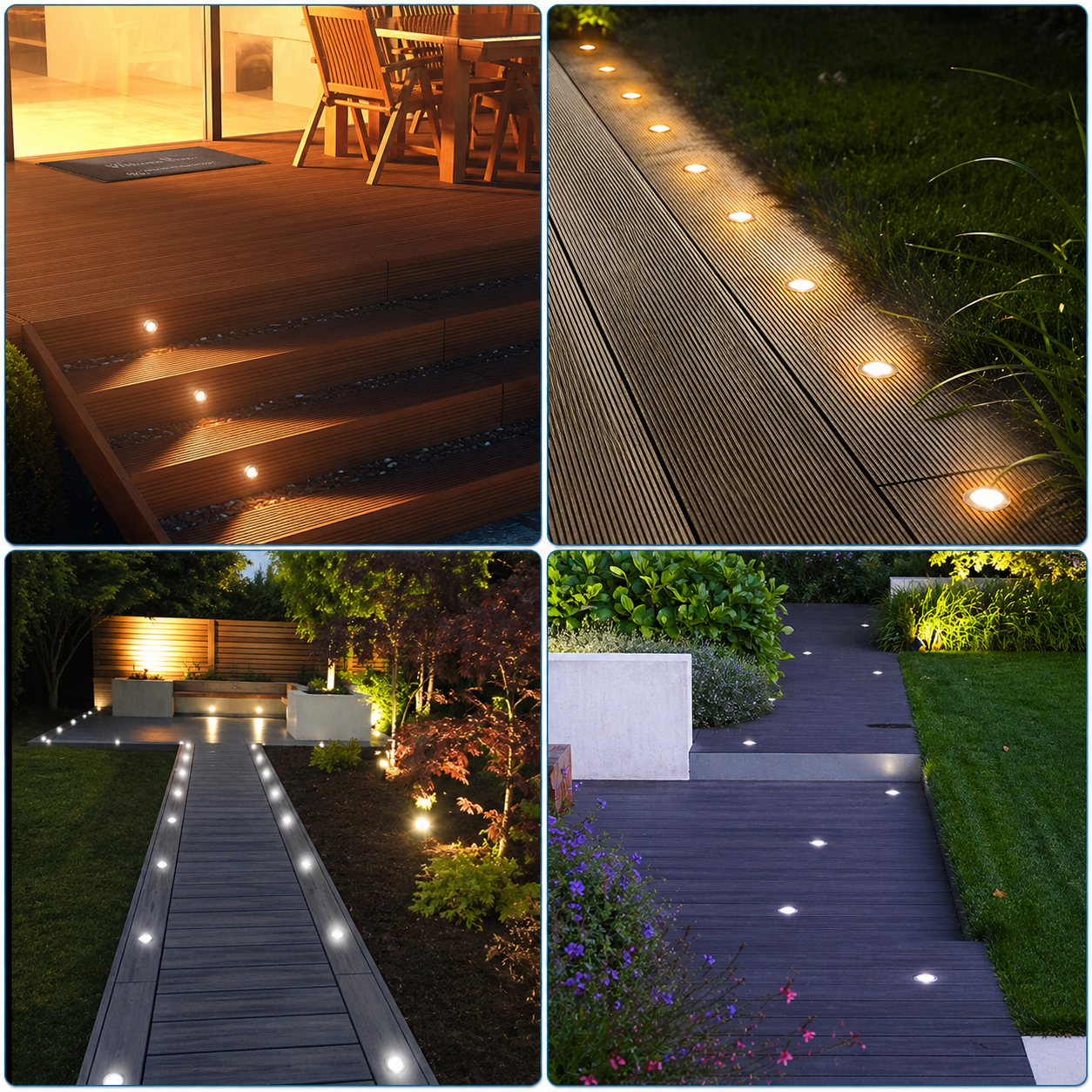 Recessed Deck Lights Kit, 3CCT 2700K-5000K with Transformer