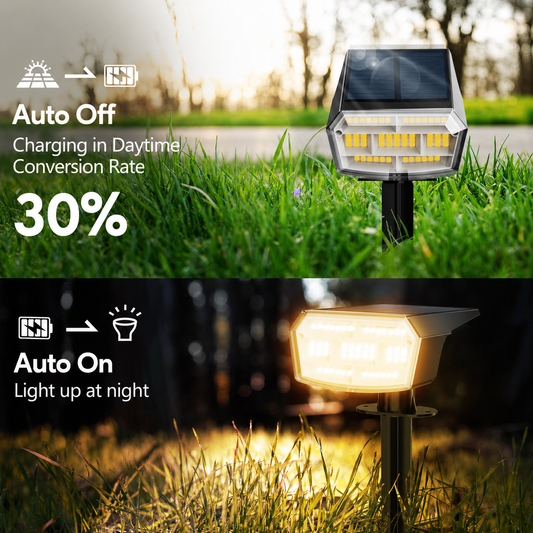 HIBOITEC Solar Spot Lights Outdoor Waterproof 59LED Landscape Lights Solar Powered Uplights Adjustable Brightness Dusk to Dawn for Outside Garden Yard Trees Warm White