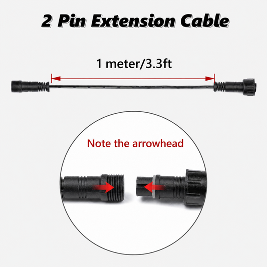 HIBOITEC Lot de 5 câbles d'extension 2 broches pour lumières HIBOITEC, certifiés UL, étanches IP67, 1 m/pièce