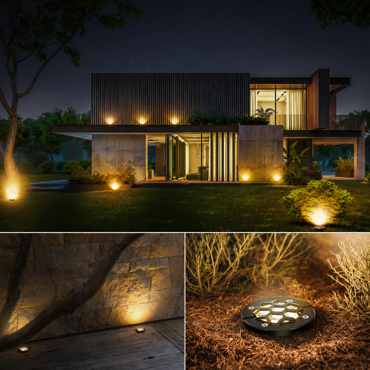 HIBOITEC Low Voltage Landscape Lights 12W, LED Outdoor In-Ground Lights 1200LM Ultra Bright Waterproof IP67 Pathway Lights, 12-24V AC/DC Landscape Lighting for Yard Garden Tree Uplighting