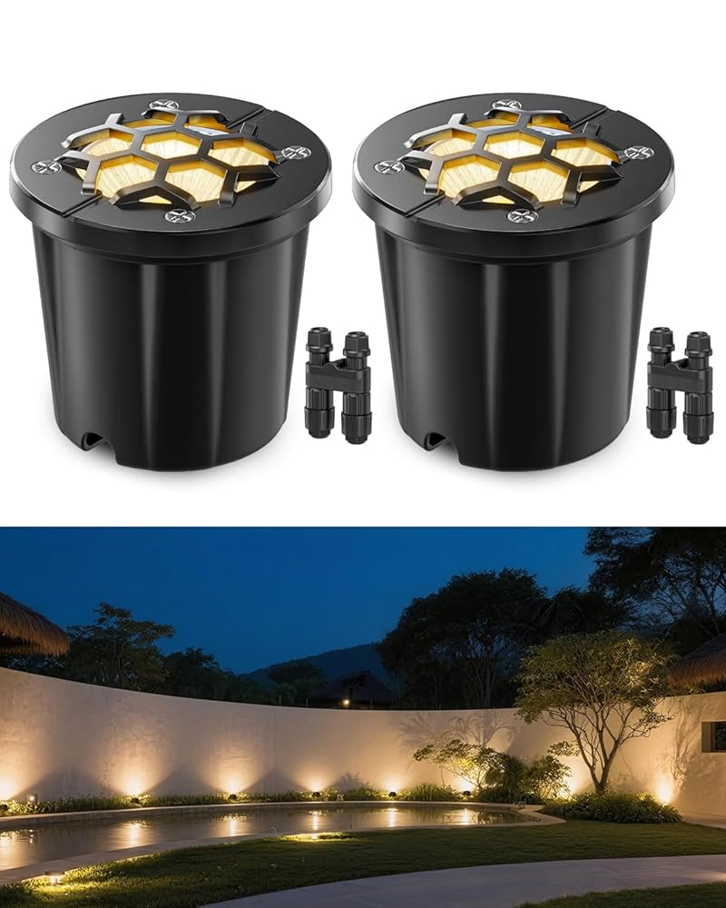 HIBOITEC Éclairage Paysager Basse Tension 12W, Projecteurs LED Extérieurs Encastrés 1200LM Ultra Lumineux Étanche IP67, 12-24V AC/DC Éclairage Paysager pour Jardin et Arbres