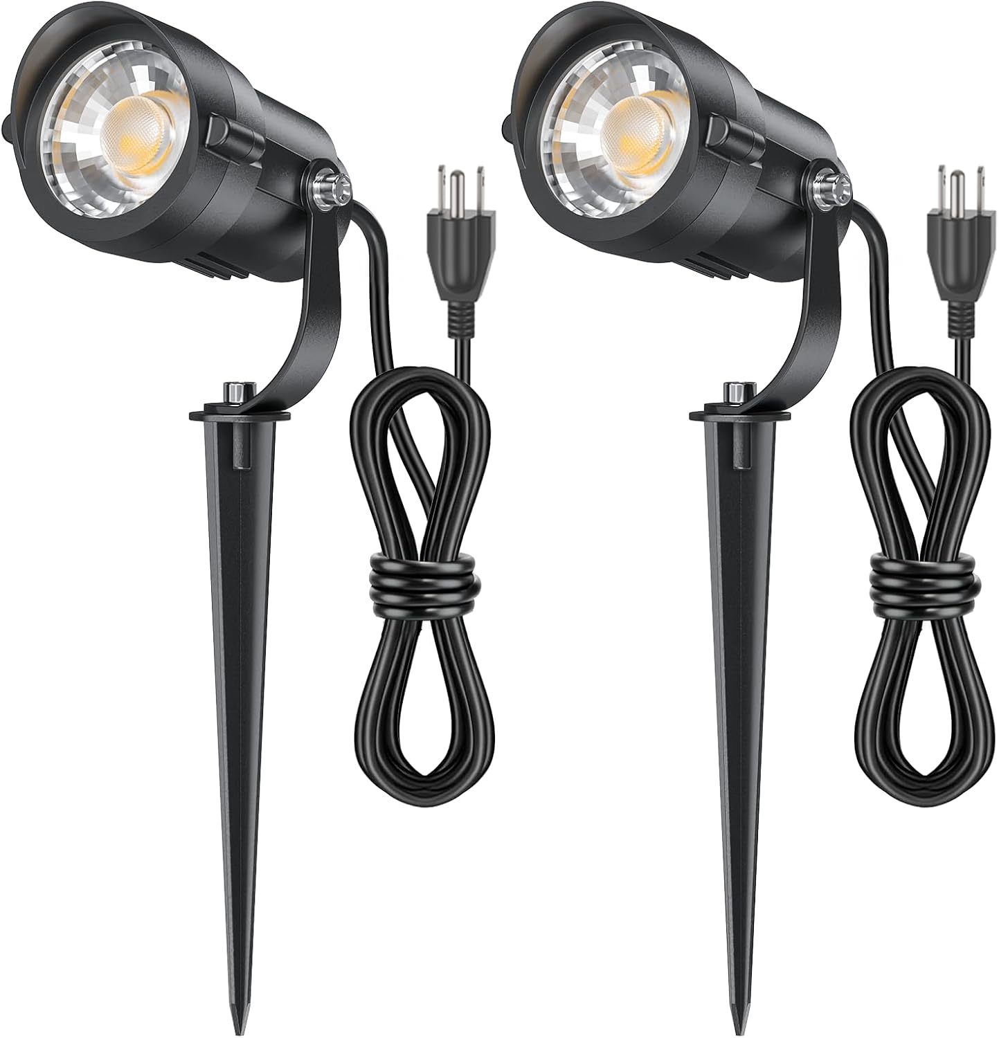 HIBOITEC Projecteurs extérieurs 12W 110V à 120V Éclairage paysager Spot étanche avec 1,5m 3-broches LED Projecteurs paysagers à brancher pour Décorations de jardin 5000K Couleur : Blanc