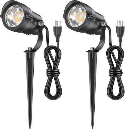 HIBOITEC Projecteurs extérieurs 12W 110V à 120V Éclairage paysager Spot étanche avec 1,5m 3-broches LED Projecteurs paysagers à brancher pour Décorations de jardin 5000K Couleur : Blanc