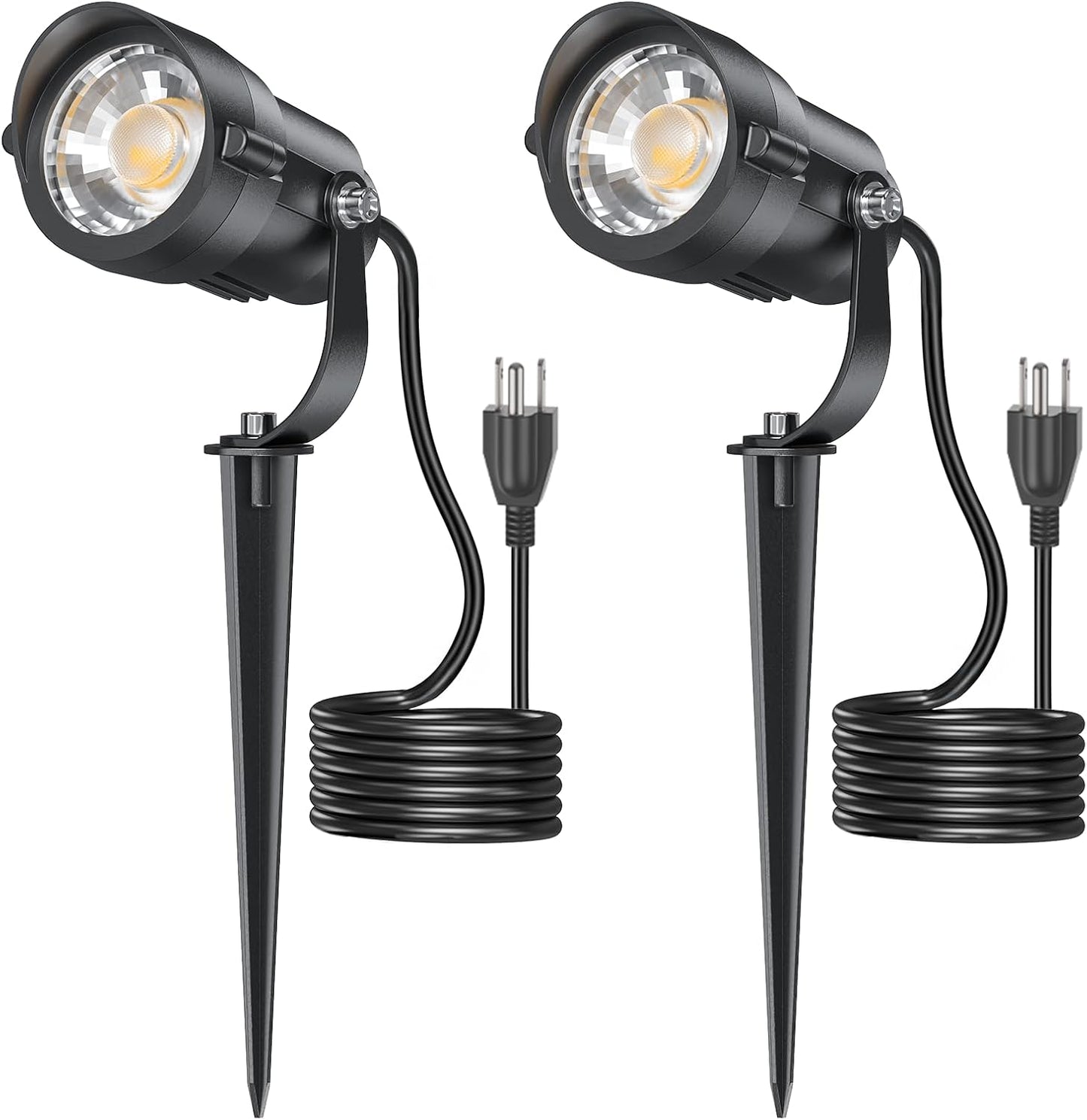 HIBOITEC Projecteurs d'extérieur 12W 110V à 120V Éclairage paysager Projecteur étanche avec prise LED 3 broches de 1,5m pour décorations de jardin Couleur 2900K : Blanc chaud