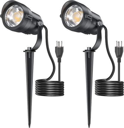 HIBOITEC Projecteurs d'extérieur 12W 110V à 120V Éclairage paysager Projecteur étanche avec prise LED 3 broches de 1,5m pour décorations de jardin Couleur 2900K : Blanc chaud