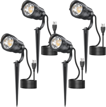 HIBOITEC Projecteurs d'extérieur 12W 110V à 120V Éclairage paysager Projecteur étanche avec prise LED 3 broches de 1,5m pour décorations de jardin Couleur 2900K : Blanc chaud