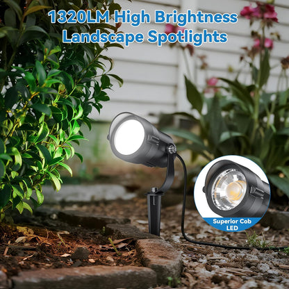 HIBOITEC Projecteurs extérieurs 12W 110V à 120V Éclairage paysager Spot étanche avec 1,5m 3-broches LED Projecteurs paysagers à brancher pour Décorations de jardin 5000K Couleur : Blanc
