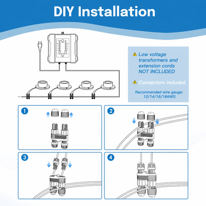 HIBOITEC Teichstrahler 3W LED IP68 Wasserdicht Unterwasserleuchten mit UL-Kabel Warmweiß 2700K Niedervolt-Landschaftsbeleuchtung für Garten, Springbrunnen, Pool, kompatibel mit 12-24V AC/DC Farbe: Warm