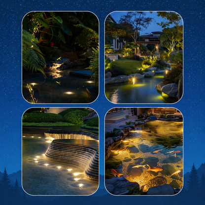HIBOITEC Teichstrahler 3W LED IP68 Wasserdicht Unterwasserleuchten mit UL-Kabel Warmweiß 2700K Niedervolt-Landschaftsbeleuchtung für Garten, Springbrunnen, Pool, kompatibel mit 12-24V AC/DC Farbe: Warm