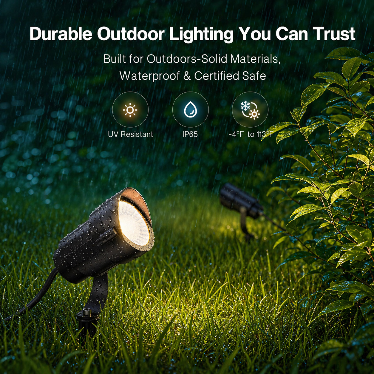 HIBOITEC Projecteurs extérieurs 12W 110V à 120V Éclairage paysager Spot étanche avec câble de 1,5m et prise à 3 broches, Lampes de jardin à brancher pour décorations de cour et de jardin 2900K, Blanc chaud