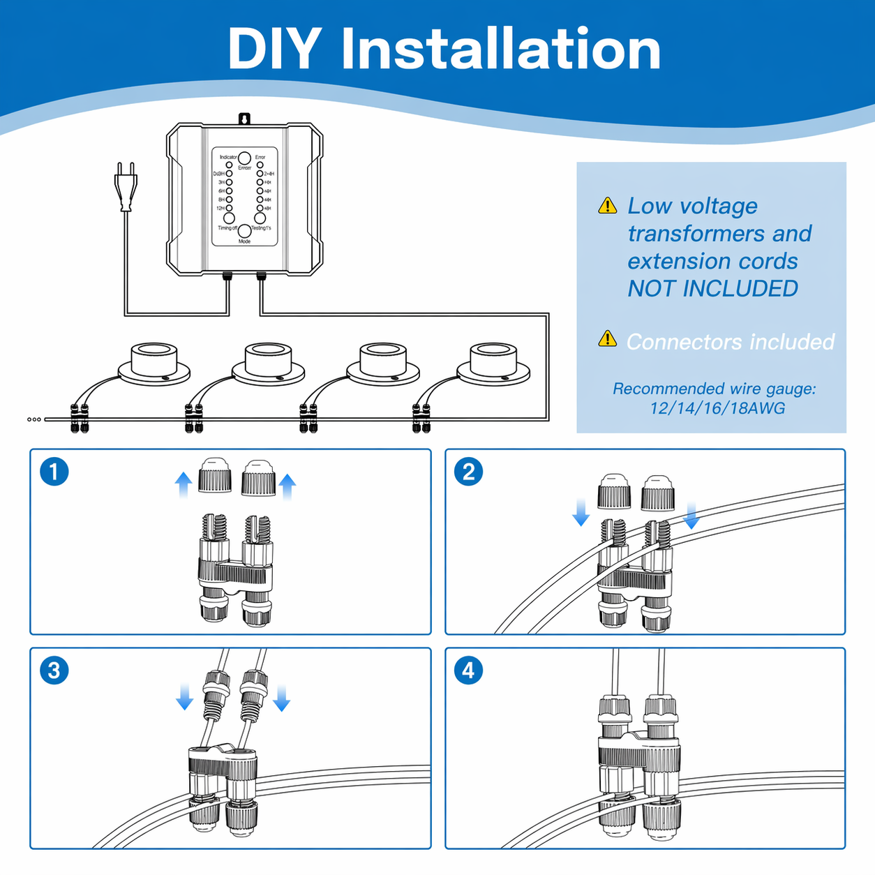 HIBOITEC Teichstrahler 3W LED IP68 Wasserdicht Unterwasserleuchten mit UL-Kabel Warmweiß 2700K Niedervolt-Landschaftsbeleuchtung für Garten, Springbrunnen, Pool, kompatibel mit 12-24V AC/DC Farbe: Warm