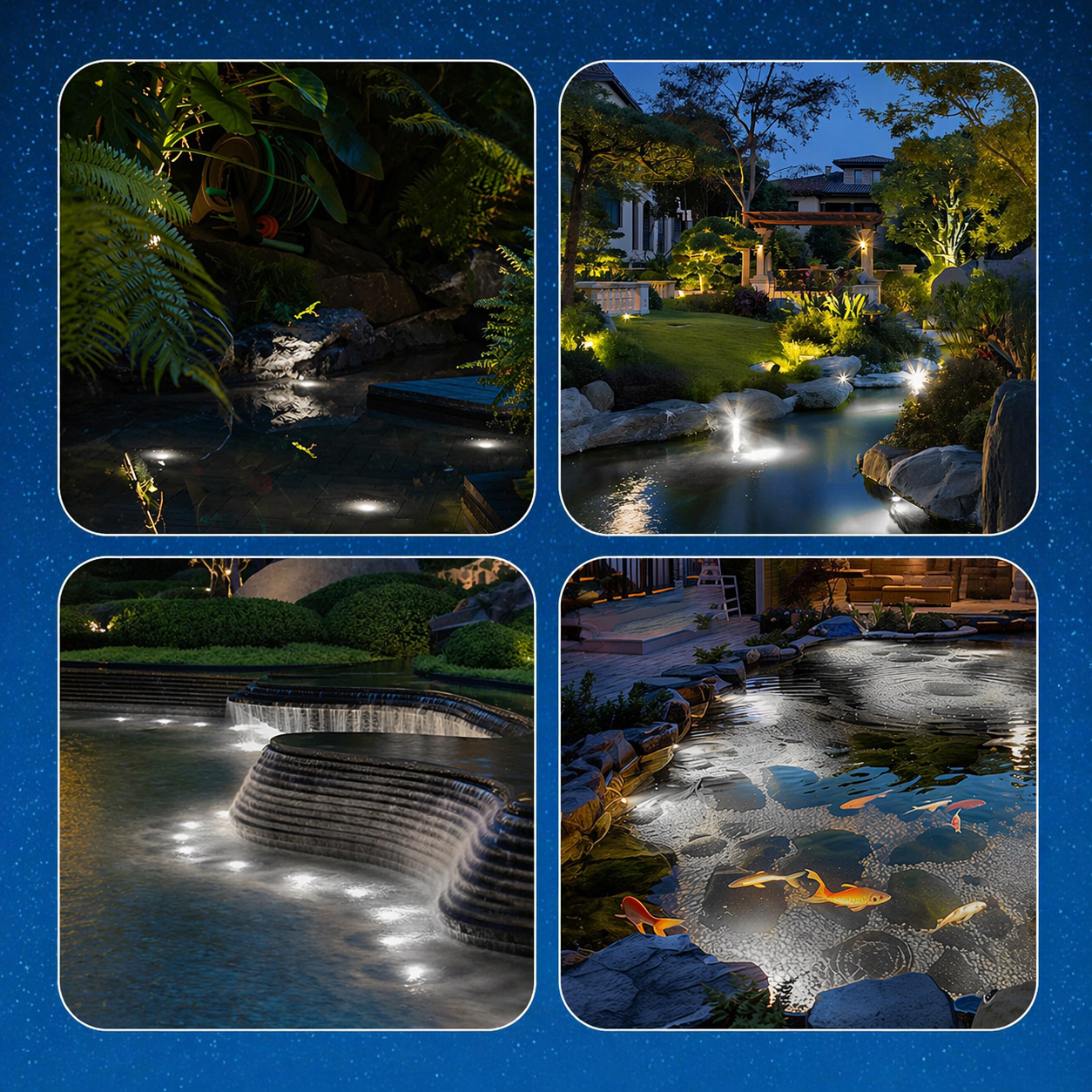 HIBOITEC Teichstrahler 3W LED IP68 Wasserdicht Unterwasserleuchten mit UL-Kabel Warmweiß 2700K Niedervolt-Landschaftsbeleuchtung für Garten, Springbrunnen, Pool, kompatibel mit 12-24V AC/DC Farbe: Warm