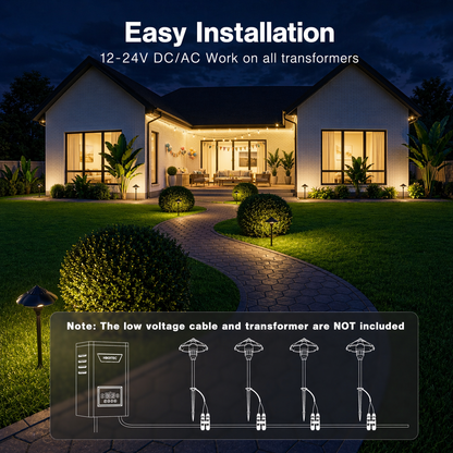 HIBOITEC Low Voltage Pathway Lights Wired 3W 12-24V 180LM 2900K LED Landscape Path Lighting Outdoor Waterproof Aluminum Landscape Lights for Yard Walkway Garden