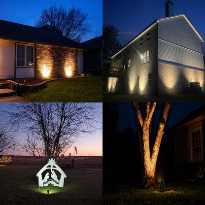 HIBOITEC Projecteurs extérieurs 12W 110V à 120V Éclairage paysager Spot étanche avec câble de 1,5m et prise à 3 broches, Lampes de jardin à brancher pour décorations de cour et de jardin 2900K, Blanc chaud