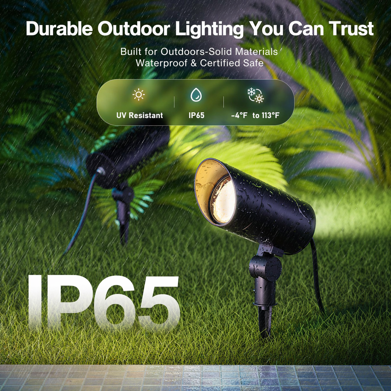 HIBOITEC Lot de 1 Projecteur LED Extérieur 30W 120V avec Fiche, Lumière pour Mât de Drapeau 3000LM 3000K Blanc Chaud, Projecteur Paysager Étanche pour Cour Jardin Arbre Statue, Câble de 1,8 m avec Fiche, Blanc Chaud