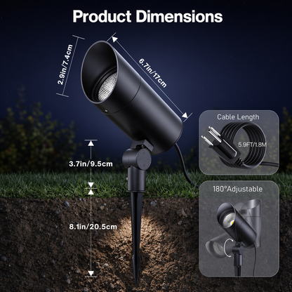 HIBOITEC Lot de 1 Projecteur LED d'extérieur 30W 120V 3000LM 5000K Éclairage Paysager Étanche pour Mât de Drapeau Arbre Statue, Cordon de 1,8 m avec Fiche, Blanc Lumière du Jour