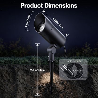 HIBOITEC 30W Spot Lights Outdoor Dusk to Dawn 120V Plug in Flag Pole Light 3000LM 5000K LED Waterproof Landscape Spotlight for Yard Garden Tree Statue, 5.9 FT Cord with Plug