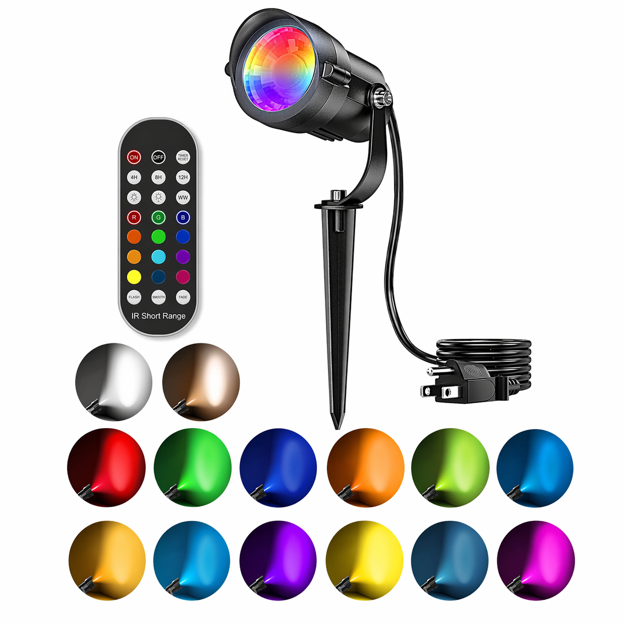 HIBOITEC RGBW Spotlights 12W with Plug Remote
