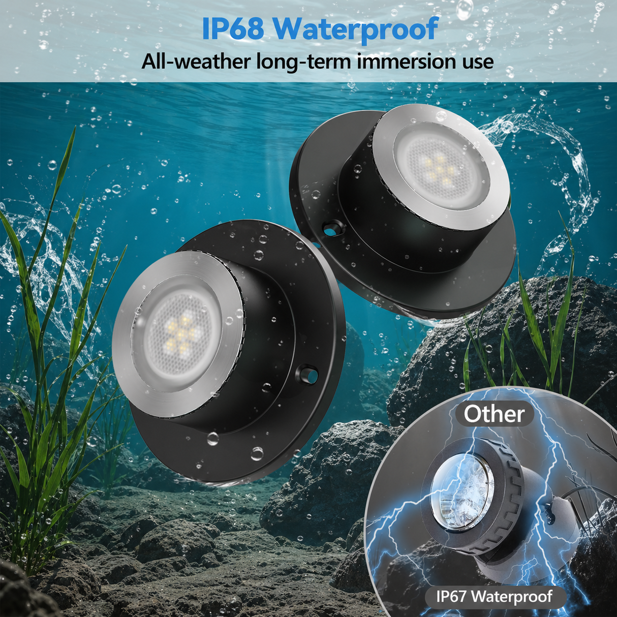 HIBOITEC Projecteurs LED d'étang, Lumière de Fontaine Submersible RGB avec Transformateur Minuteur 12V, Capteur de Lumière Photocellule, Lampes Submersibles Extérieures Étanche IP68 pour Étangs de Jardin, Pack de 6
