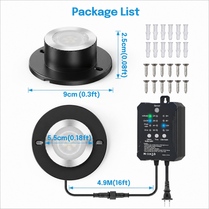 HIBOITEC Projecteurs LED d'étang, Lumière de Fontaine Submersible RGB avec Transformateur Minuteur 12V, Capteur de Lumière Photocellule, Lampes Submersibles Extérieures Étanche IP68 pour Étangs de Jardin, Pack de 6