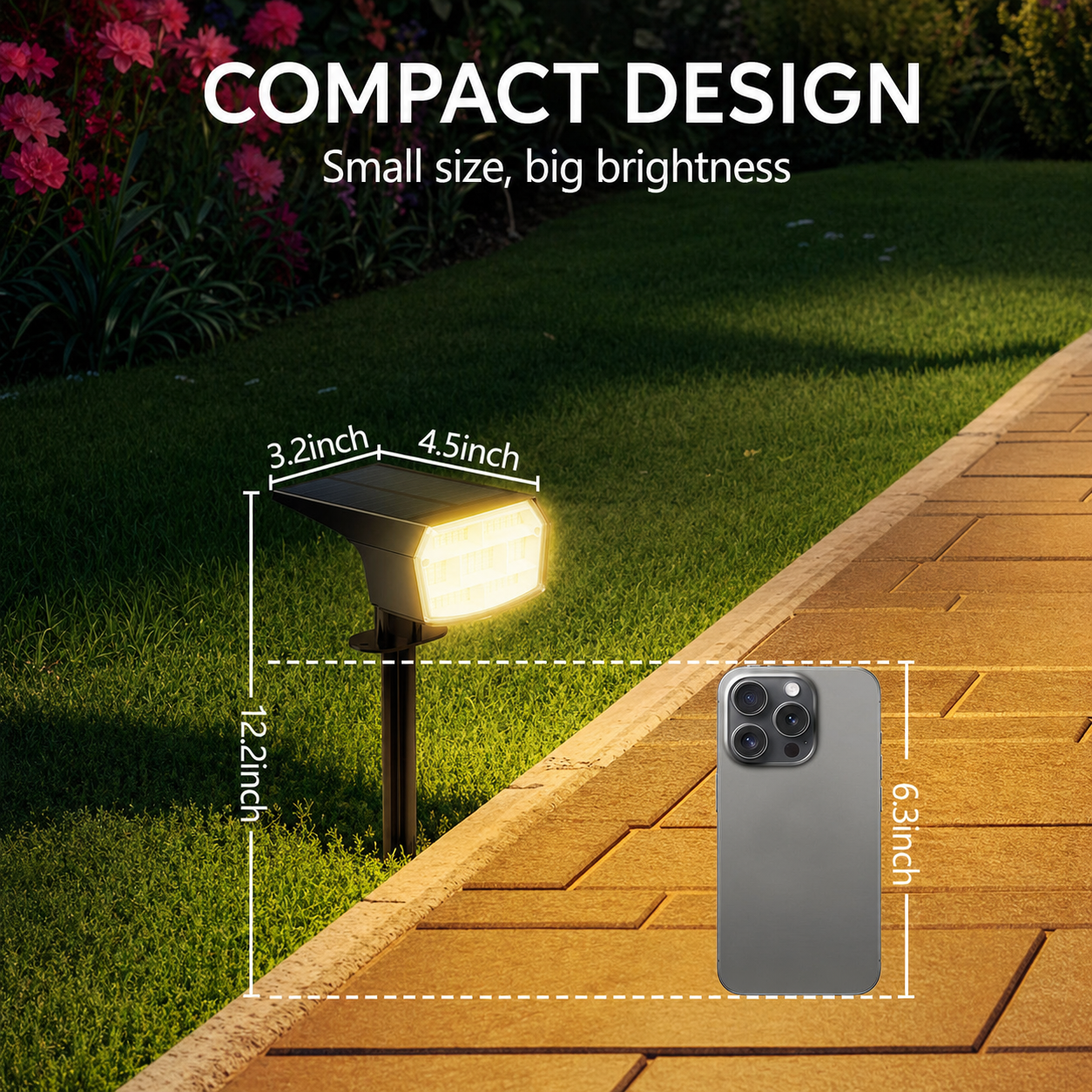 HIBOITEC Projecteurs solaires extérieurs étanches 59 LED Lumières de paysage alimentées par énergie solaire Éclairage vers le haut Luminosité réglable Du crépuscule à l'aube pour l'extérieur Jardin Arbres 8 paquets Blanc chaud