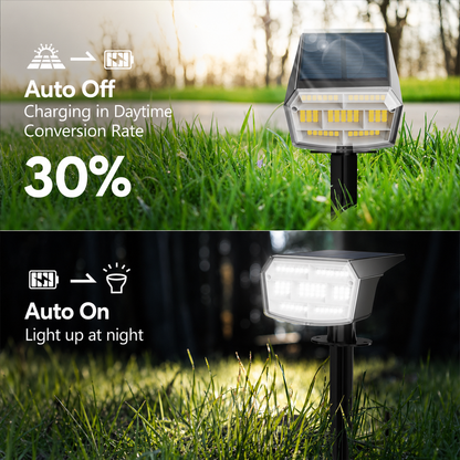HIBOITEC Projecteurs Solaires Extérieurs 59 LED 3 Modes d'Éclairage Lampes Paysagères à Énergie Solaire Spots Étanche Luminosité Réglable Du Crépuscule à l'Aube pour Jardin Cour Arbres Blanc Froid
