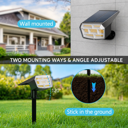 HIBOITEC Projecteurs Solaires Extérieurs 59 LED 3 Modes d'Éclairage Lampes Paysagères à Énergie Solaire Spots Étanche Luminosité Réglable Du Crépuscule à l'Aube pour Jardin Cour Arbres Blanc Froid