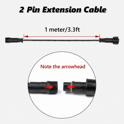 2-Pin Extension Cable for Deck Lights, 3.28FT IP67 Waterproof