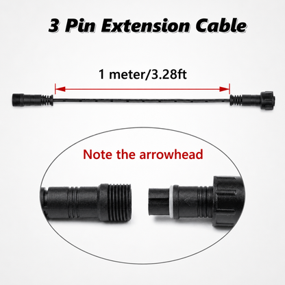 3-Pin Extension Cable for LED Deck Lights, 3.28FT Waterproof Cord
