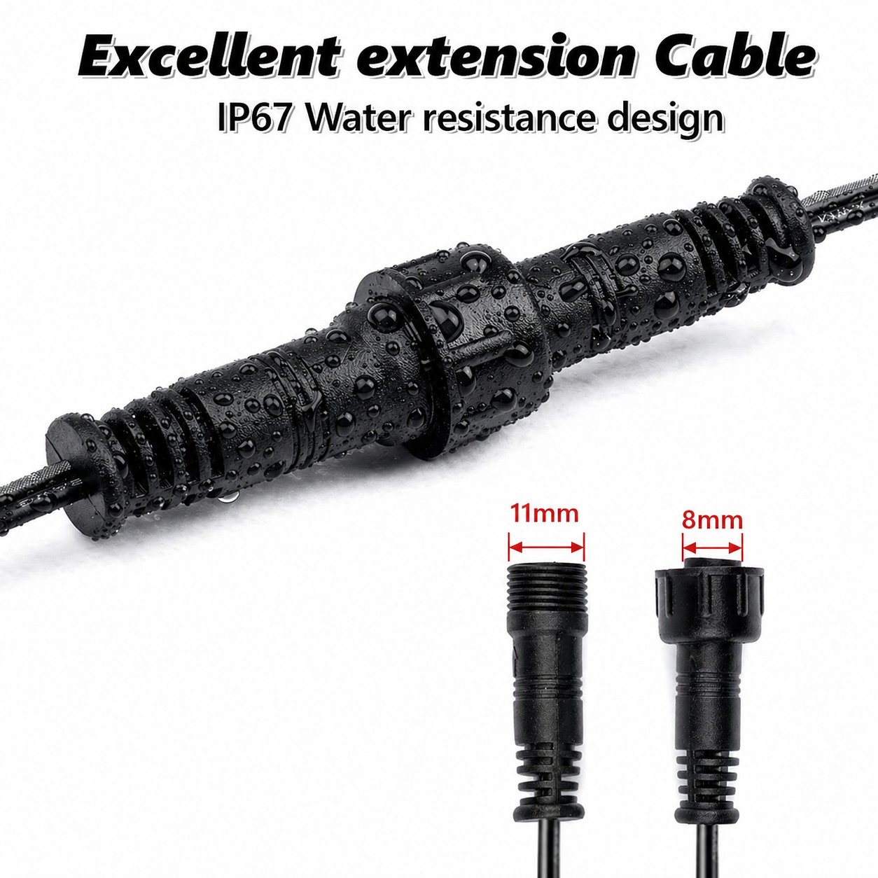 3-Pin Extension Cable for LED Deck Lights, 3.28FT Waterproof Cord