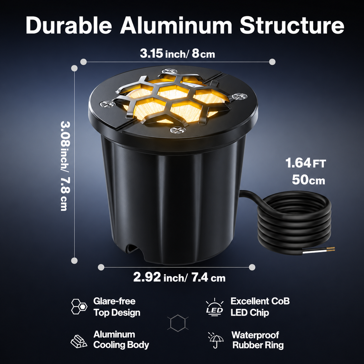 HIBOITEC Low Voltage Landscape Lights 12W, LED Outdoor In-Ground Lights 1200LM Ultra Bright Waterproof IP67 Pathway Lights, 12-24V AC/DC Landscape Lighting for Yard Garden Tree Uplighting