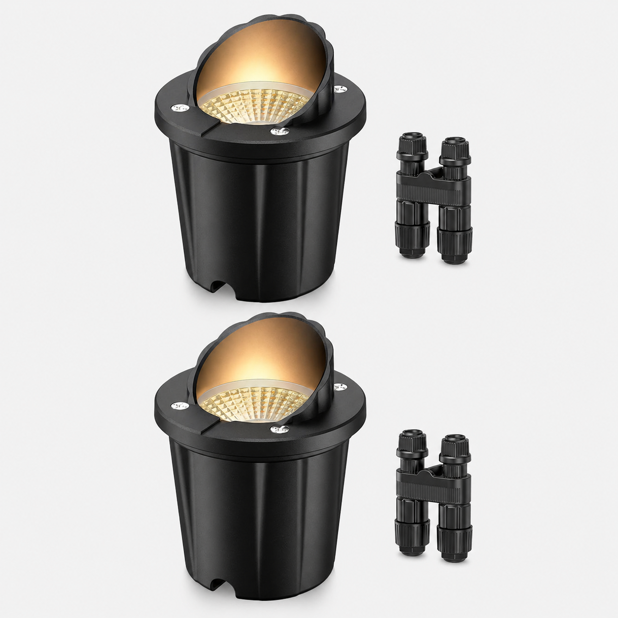 HIBOITEC Low Voltage Landscape Lights, 12W LED Outdoor In-Ground Lights 1200LM Waterproof IP67 Landscape Lighting, Anti-Glare Die-Cast Aluminum Garden Lights for Pathway Tree Yard