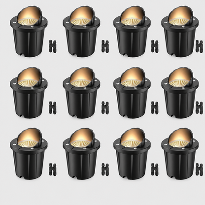 HIBOITEC Low Voltage Landscape Lights, 12W LED Outdoor In-Ground Lights 1200LM Waterproof IP67 Landscape Lighting, Anti-Glare Die-Cast Aluminum Garden Lights for Pathway Tree Yard