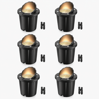 HIBOITEC Low Voltage Landscape Lights, 12W LED Outdoor In-Ground Lights 1200LM Waterproof IP67 Landscape Lighting, Anti-Glare Die-Cast Aluminum Garden Lights for Pathway Tree Yard