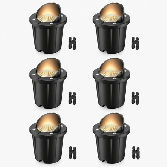 HIBOITEC Low Voltage Landscape Lights, 12W LED Outdoor In-Ground Lights 1200LM Waterproof IP67 Landscape Lighting, Anti-Glare Die-Cast Aluminum Garden Lights for Pathway Tree Yard