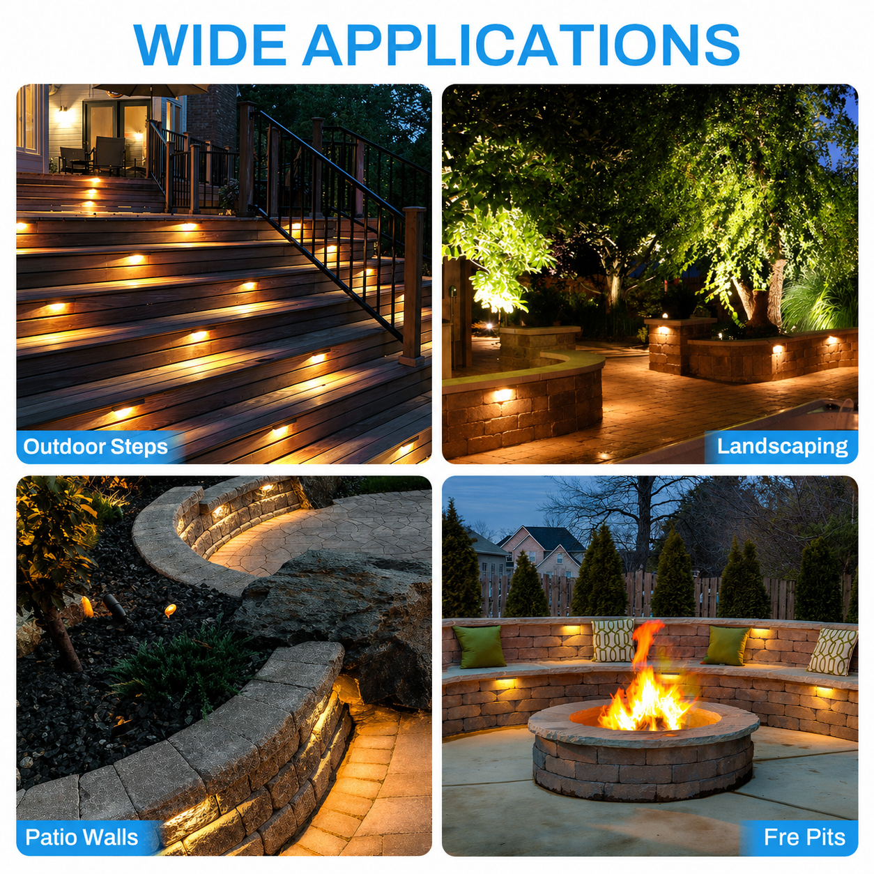 Éclairage de paysage à LED de 7 pouces, lot de 1, lumières de pavé pour murs de soutènement, étanches IP68, basse tension 12-36V AC/DC, éclairage de marches extérieures, blanc chaud 2700K, durée de vie de 40 000 heures