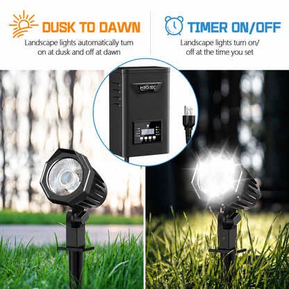 500W Low Voltage Landscape Transformer with Timer & Photocell
