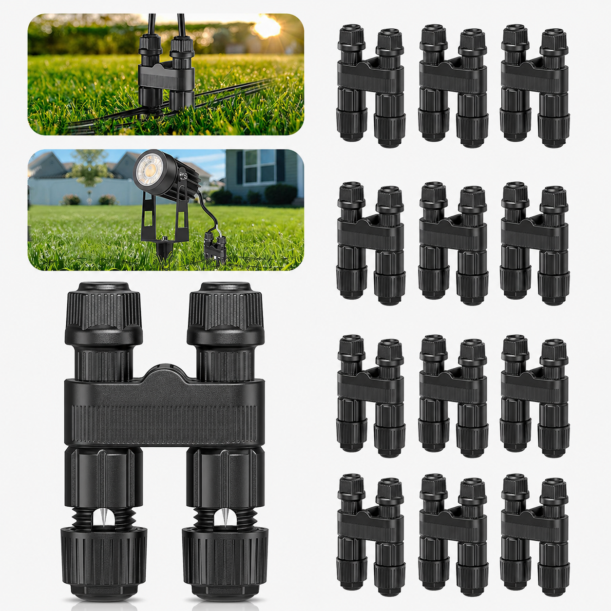 Connecteurs de fils HIBOITEC pour projecteurs/bornes lumineuses/spots encastrables/marchepieds de bureau basse tension extérieurs, connecteurs d'éclairage paysager étanches de calibre 12-18