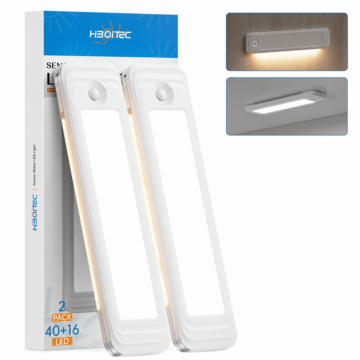 HIBOITEC Under Cabinet Lighting Wireless, 56 LED Closet Lights Motion Sensored Adjustable Brightness Magnetic 3 Color Temps Rechargeable for Kitchen Indoor Shelf Bedroom Pantry