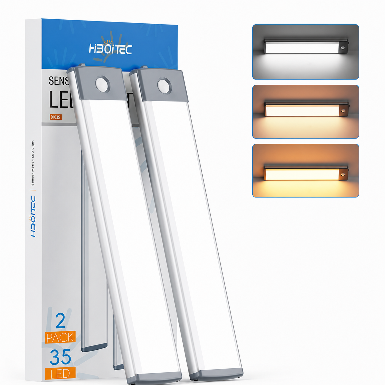 HIBOITEC Under Cabinet Lighting Wireless, 56 LED Closet Lights Motion Sensored Adjustable Brightness Magnetic 3 Color Temps Rechargeable for Kitchen Indoor Shelf Bedroom Pantry