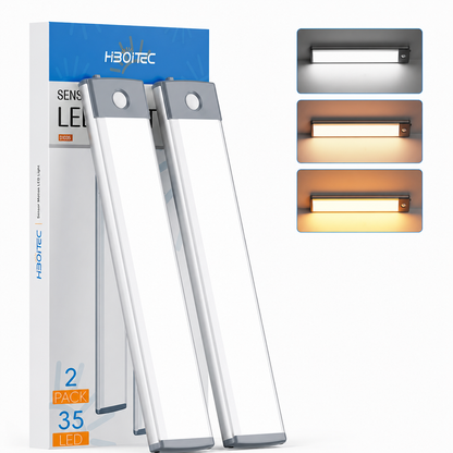HIBOITEC Under Cabinet Lighting Wireless, 56 LED Closet Lights Motion Sensored Adjustable Brightness Magnetic 3 Color Temps Rechargeable for Kitchen Indoor Shelf Bedroom Pantry