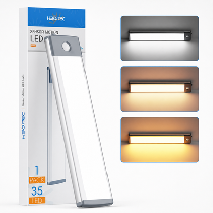 HIBOITEC Under Cabinet Lighting Motion Sensor Lights Indoor, 3 Color Temperatures Wireless Rechargeable Closet Light, Dimmable Under Counters Light for Kitchen, Wardrobe, Closets, Cupboard, 1Pack