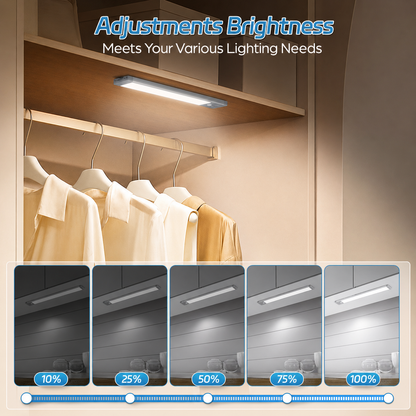 HIBOITEC Rechargeable Closets Light Motion Sensored Wireless Under Cabinet Lighting, 70 LED Dimmable Magnetic Light Under Counter Light for Kitchen,  Warm White Light, 12.8 inch