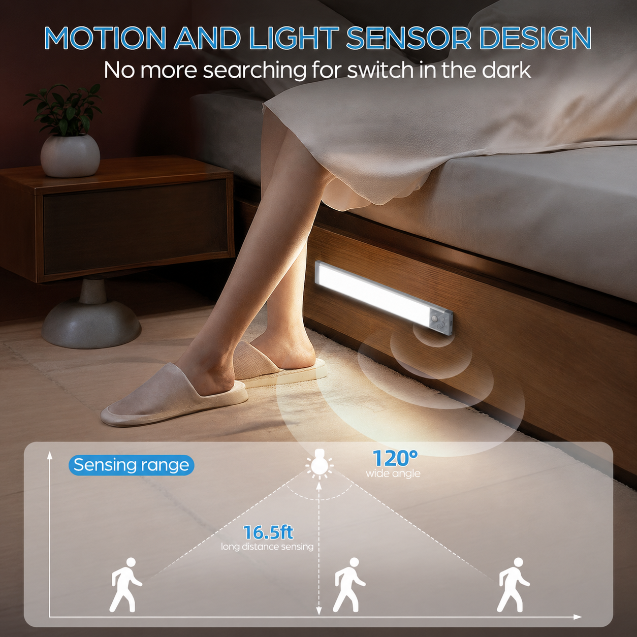HIBOITEC Rechargeable Closets Light Motion Sensored Wireless Under Cabinet Lighting, 70 LED Dimmable Magnetic Light Under Counter Light for Kitchen,  Warm White Light, 12.8 inch