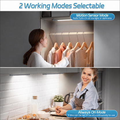 HIBOITEC Rechargeable Closets Light Motion Sensored Wireless Under Cabinet Lighting, 70 LED Dimmable Magnetic Light Under Counter Light for Kitchen,  Warm White Light, 12.8 inch