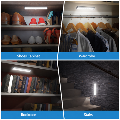 Under Cabinet Lighting Closet Light 30 LEDs 3 Packs, Wireless Rechargeable Cabinet Lights, Magnetic Under Counter Lighting, LED Motion Sensor Night Light for Closet Cabinet Wardrobe Stairs (White)
