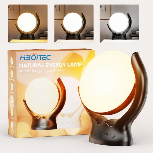 HIBOITEC Light Therapy Lamp, UV-Free 10000 Lux Therapy Light, Rotatable Sunlight Lamp with 3 Color Temperature & 5 Adjustable Brightness Levels & Timer & Memory Function