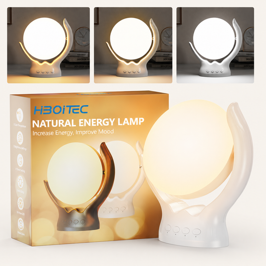 HIBOITEC Light Therapy Lamp, UV-Free 10000 Lux Therapy Light, Rotatable Sunlight Lamp with 3 Color Temperature & 5 Adjustable Brightness Levels & Timer & Memory Function, Home/Office/Decoration